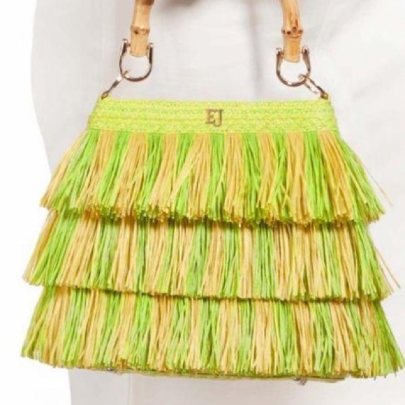 HOST PIC LAST ERIC JAVITS LIL’ MAMBO STRAW BAG IN CHARTREUSE - Picture 8 of 8